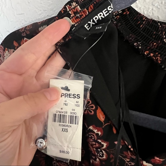 Express Long Sleeve Paisley Ruffle skirt Dress size XXS - Picture 11 of 15